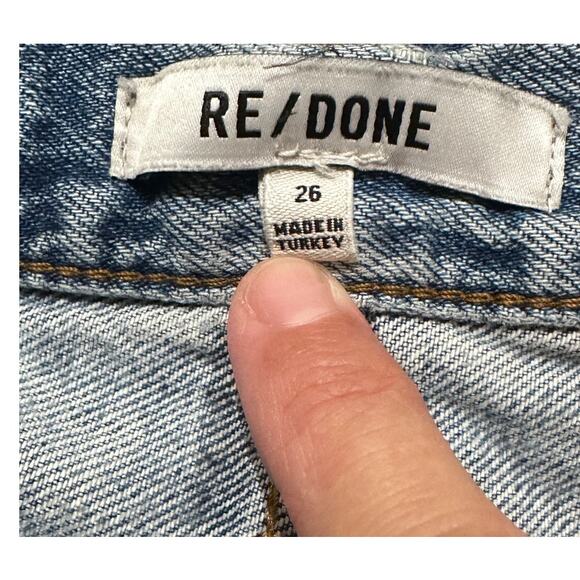 RE/DONE Jeans Womens 26 Blu 70s High Rise Stove Pipe Straight Leg Fringe Raw - Picture 3 of 9